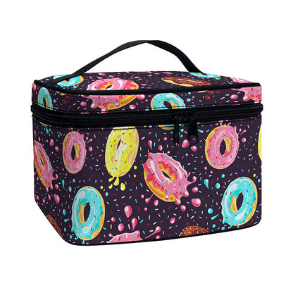 Sprinkles Donut Pattern Print Travel Makeup Bag