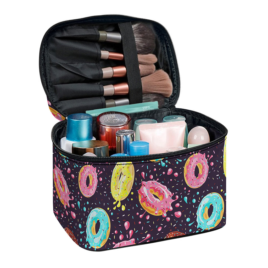 Sprinkles Donut Pattern Print Travel Makeup Bag