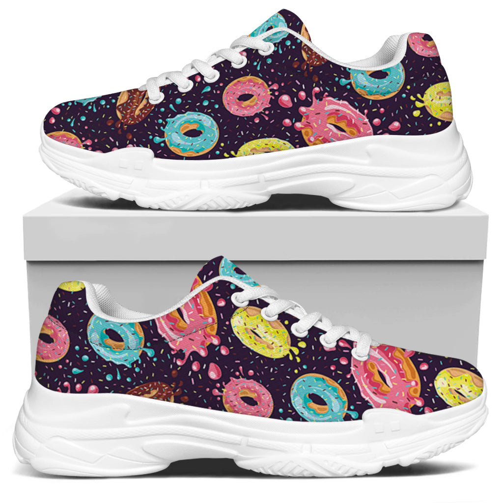 Sprinkles Donut Pattern Print White Chunky Shoes