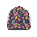Sprinkles Donut Pattern Print White Mesh Trucker Hat