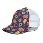 Sprinkles Donut Pattern Print White Mesh Trucker Cap