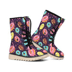 Sprinkles Donut Pattern Print Winter Boots