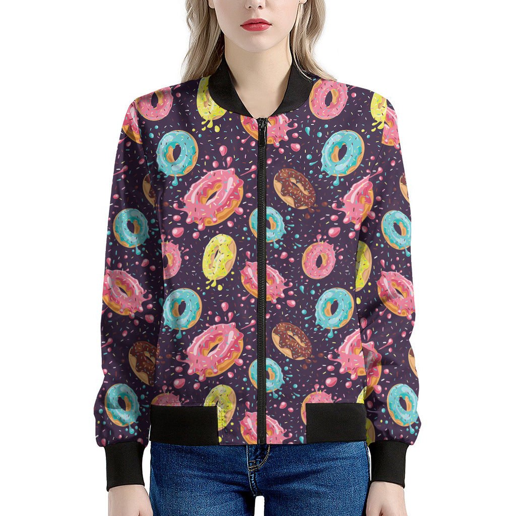 Sprinkles Donut Pattern Print Women's Bomber Jacket