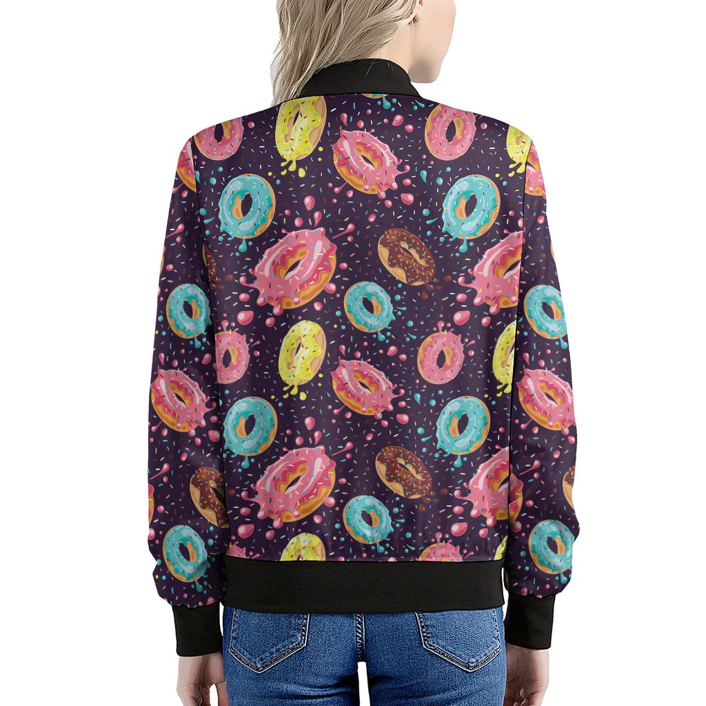 Sprinkles Donut Pattern Print Women's Bomber Jacket