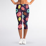 Sprinkles Donut Pattern Print Women's Capri Leggings