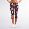 Sprinkles Donut Pattern Print Women's Capri Leggings