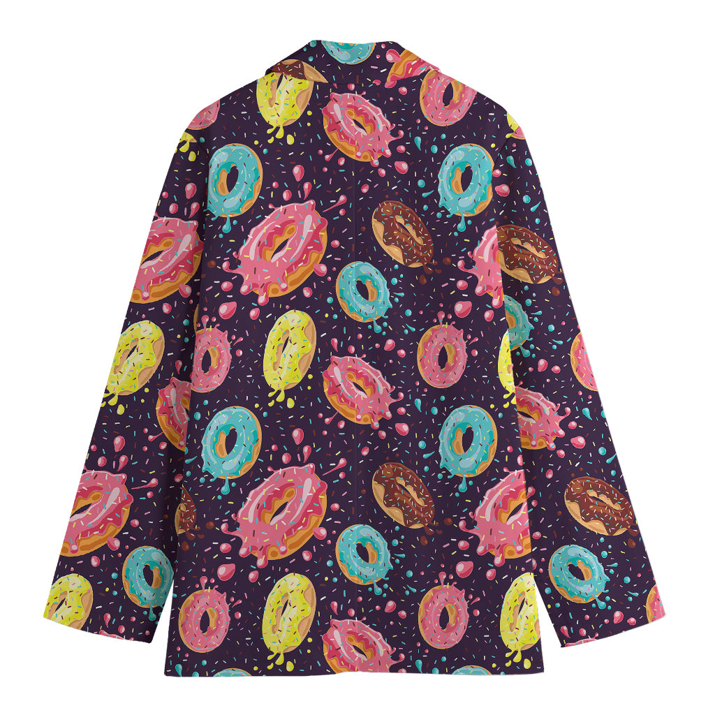 Sprinkles Donut Pattern Print Women's Cotton Blazer