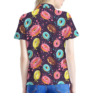 Sprinkles Donut Pattern Print Women's Polo Shirt