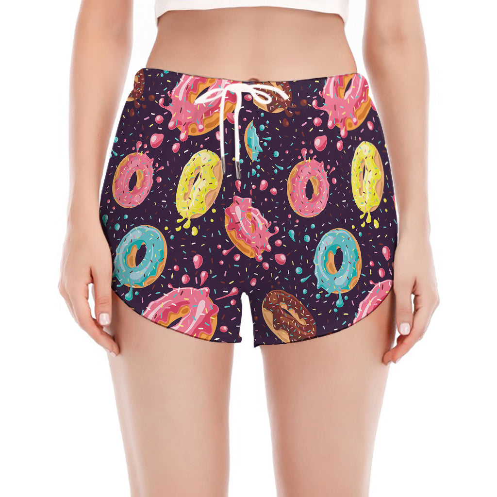 Sprinkles Donut Pattern Print Women's Split Running Shorts