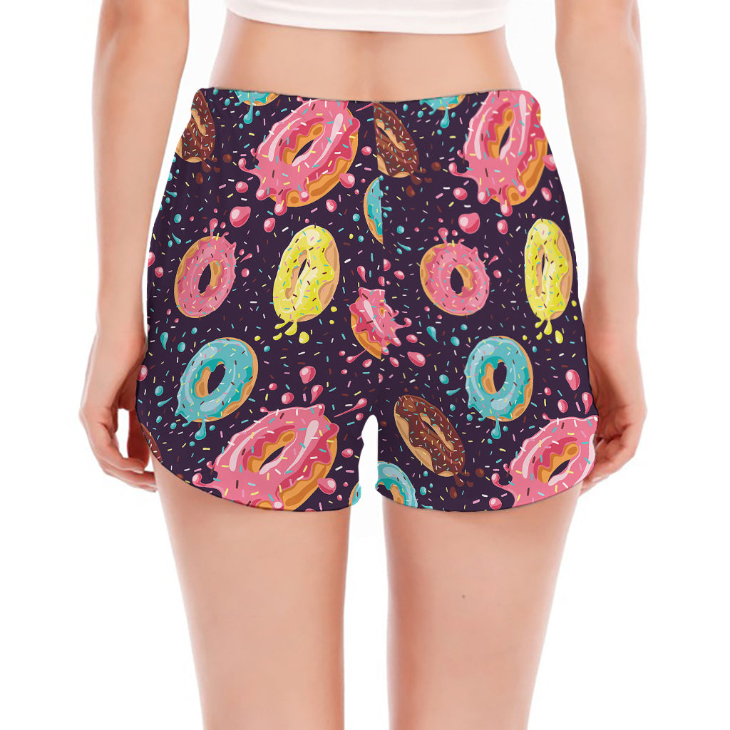 Sprinkles Donut Pattern Print Women's Split Running Shorts