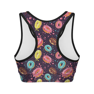 Sprinkles Donut Pattern Print Women's Sports Bra