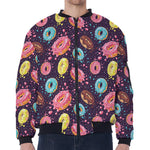 Sprinkles Donut Pattern Print Zip Sleeve Bomber Jacket