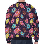 Sprinkles Donut Pattern Print Zip Sleeve Bomber Jacket