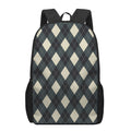 Spruce Blue And Beige Argyle Print 17 Inch Backpack