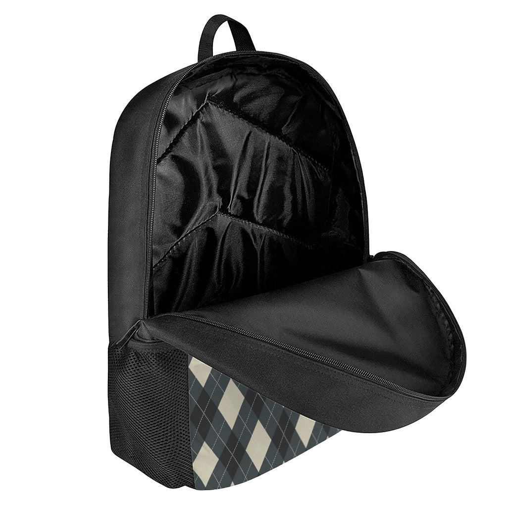 Spruce Blue And Beige Argyle Print 17 Inch Backpack