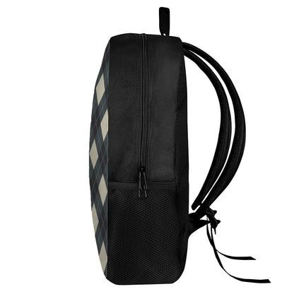 Spruce Blue And Beige Argyle Print 17 Inch Backpack