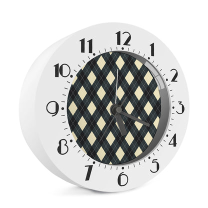 Spruce Blue And Beige Argyle Print Alarm Clock