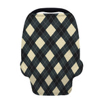 Spruce Blue And Beige Argyle Print Baby Seat Cover