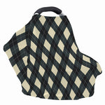 Spruce Blue And Beige Argyle Print Baby Seat Cover