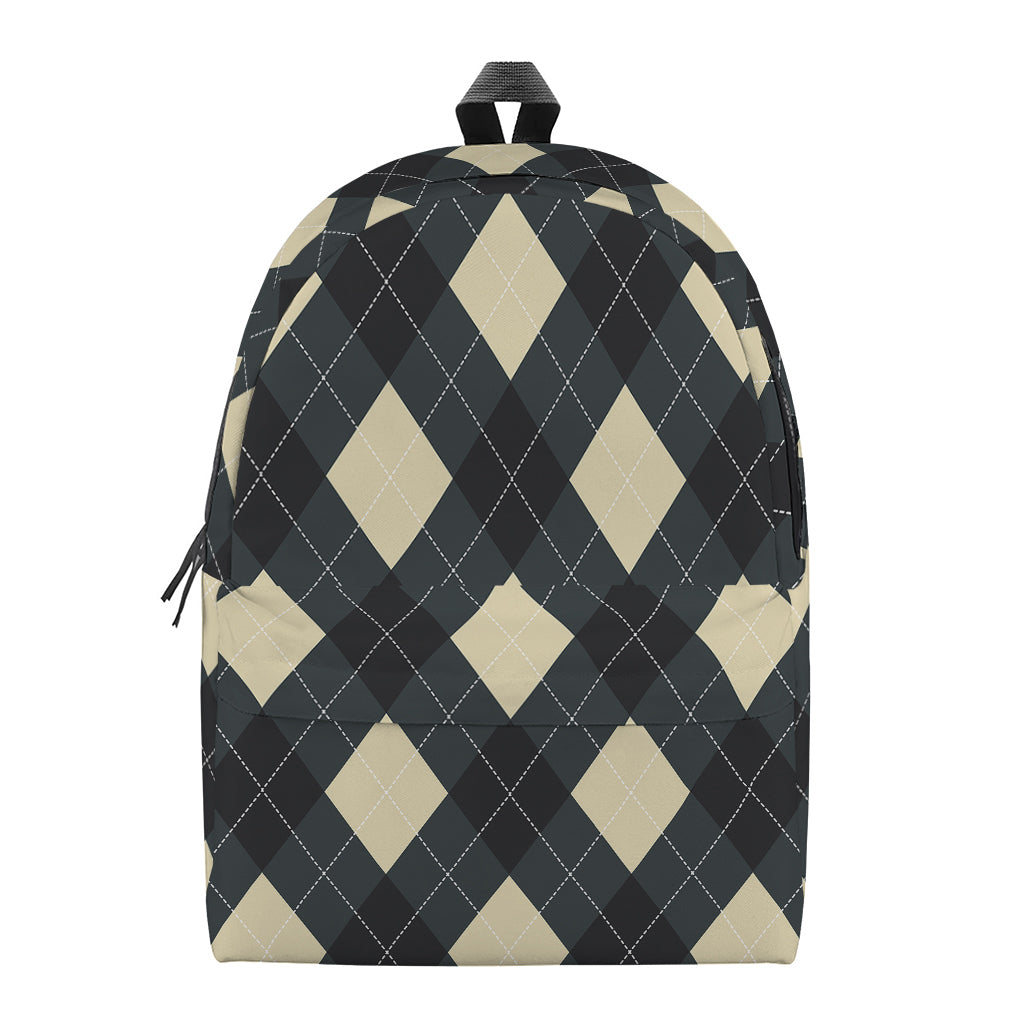 Spruce Blue And Beige Argyle Print Backpack