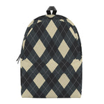 Spruce Blue And Beige Argyle Print Backpack