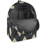 Spruce Blue And Beige Argyle Print Backpack