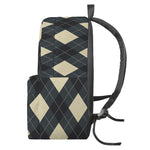Spruce Blue And Beige Argyle Print Backpack