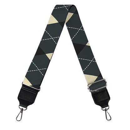 Spruce Blue And Beige Argyle Print Bag Strap