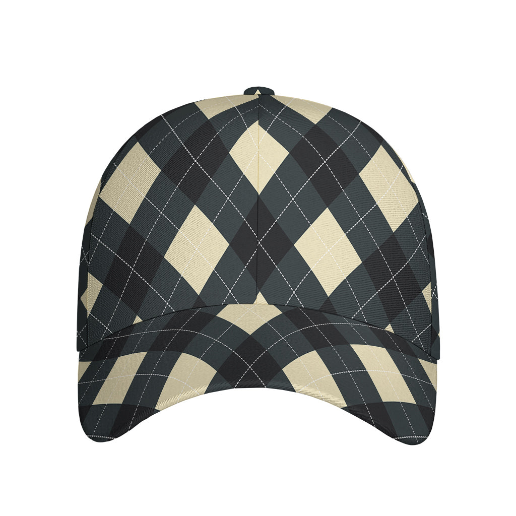 Spruce Blue And Beige Argyle Print Baseball Cap