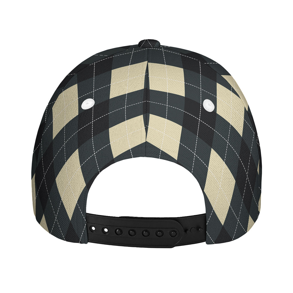Spruce Blue And Beige Argyle Print Baseball Cap