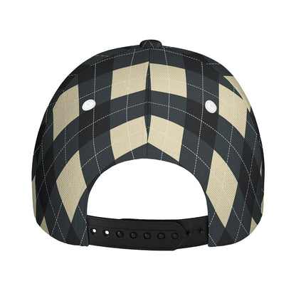 Spruce Blue And Beige Argyle Print Baseball Cap