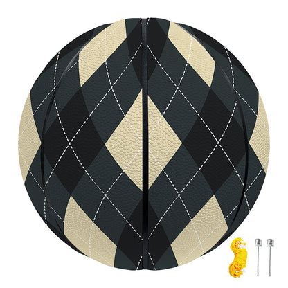 Spruce Blue And Beige Argyle Print Basketball