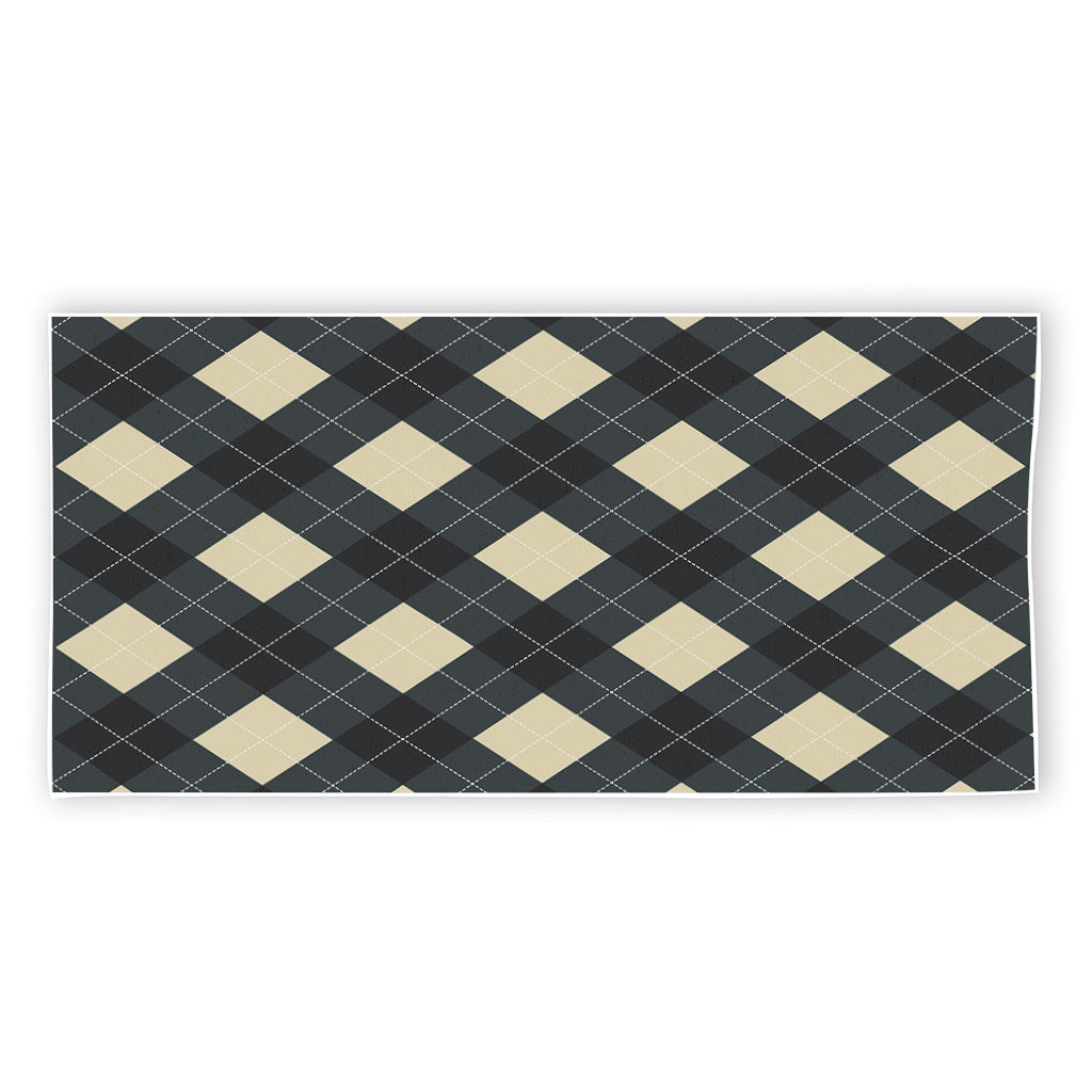 Spruce Blue And Beige Argyle Print Beach Towel