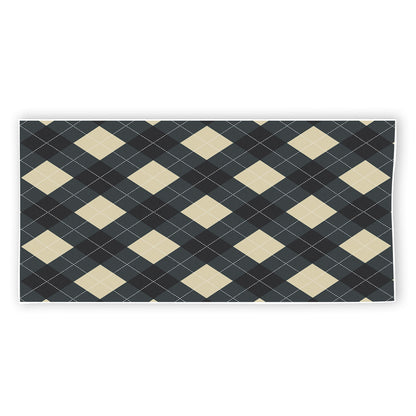 Spruce Blue And Beige Argyle Print Beach Towel
