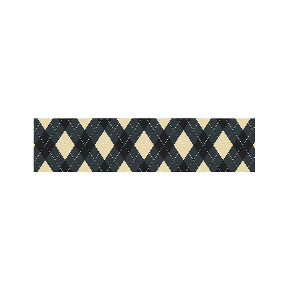 Spruce Blue And Beige Argyle Print Bed Runner