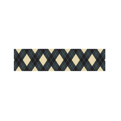 Spruce Blue And Beige Argyle Print Bed Runner