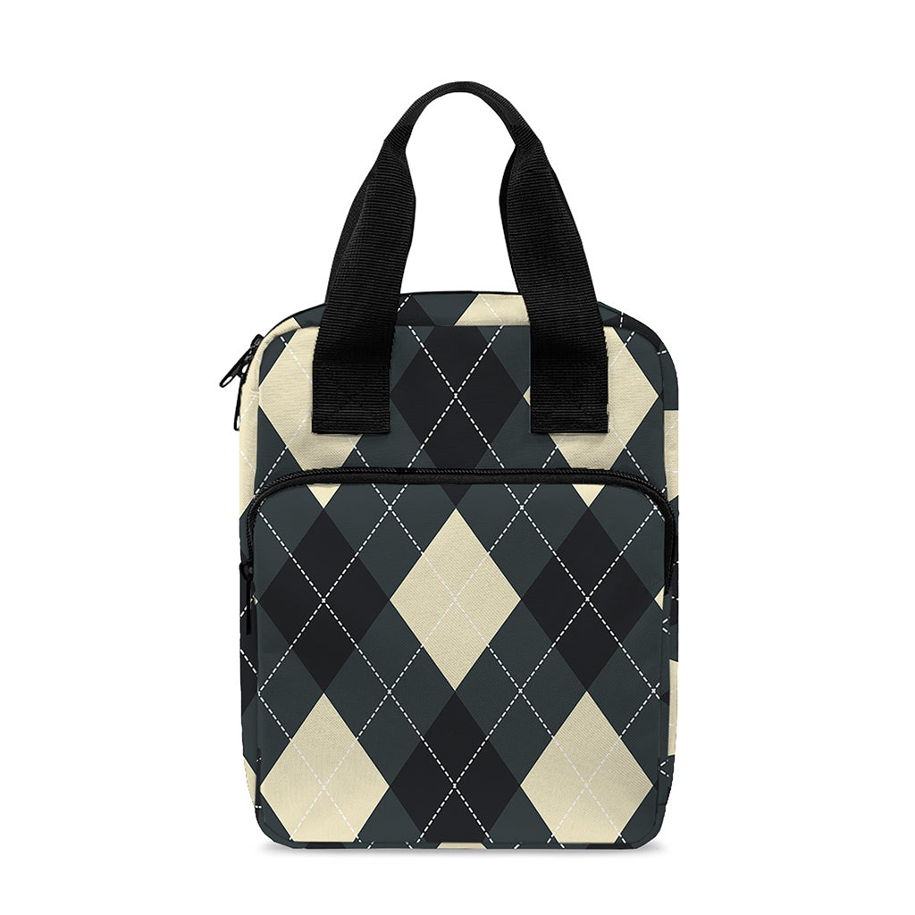 Spruce Blue And Beige Argyle Print Bible Tote Bag