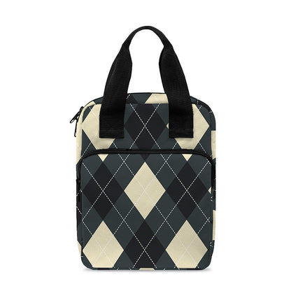 Spruce Blue And Beige Argyle Print Bible Tote Bag