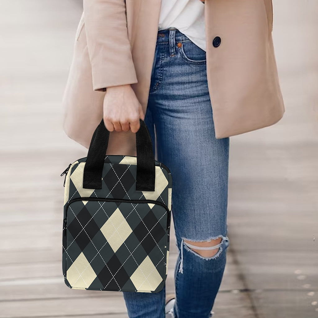 Spruce Blue And Beige Argyle Print Bible Tote Bag