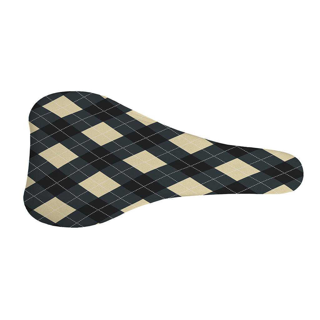 Spruce Blue And Beige Argyle Print Bicycle Seat Cover