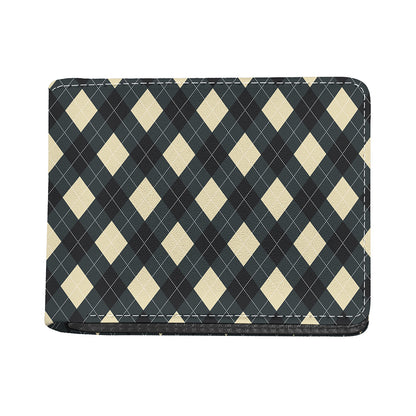 Spruce Blue And Beige Argyle Print Bifold Wallet