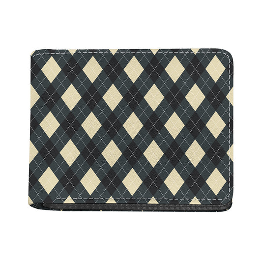 Spruce Blue And Beige Argyle Print Bifold Wallet