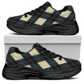 Spruce Blue And Beige Argyle Print Black Chunky Shoes