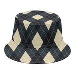Spruce Blue And Beige Argyle Print Bucket Hat
