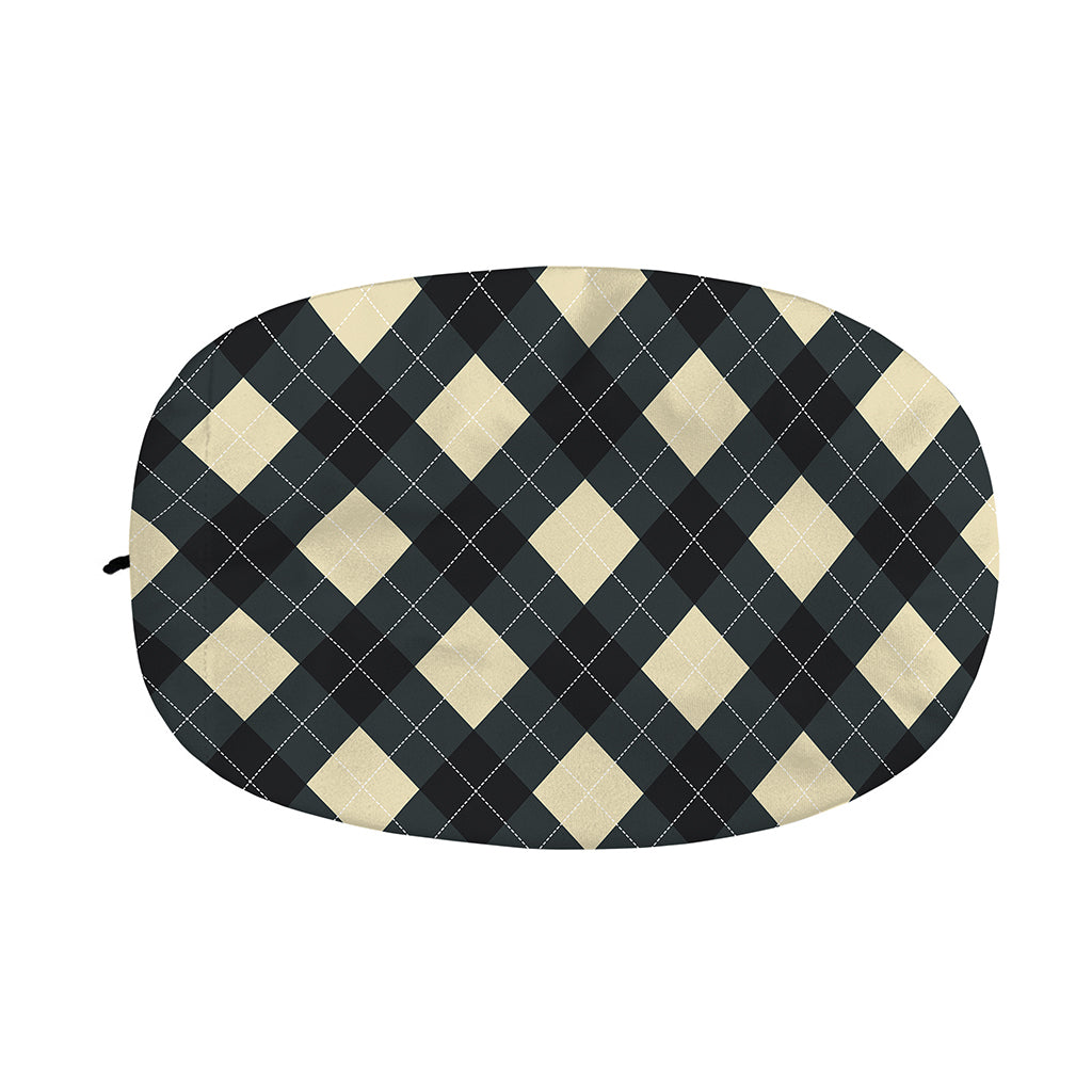 Spruce Blue And Beige Argyle Print Car Side Mirror Covers