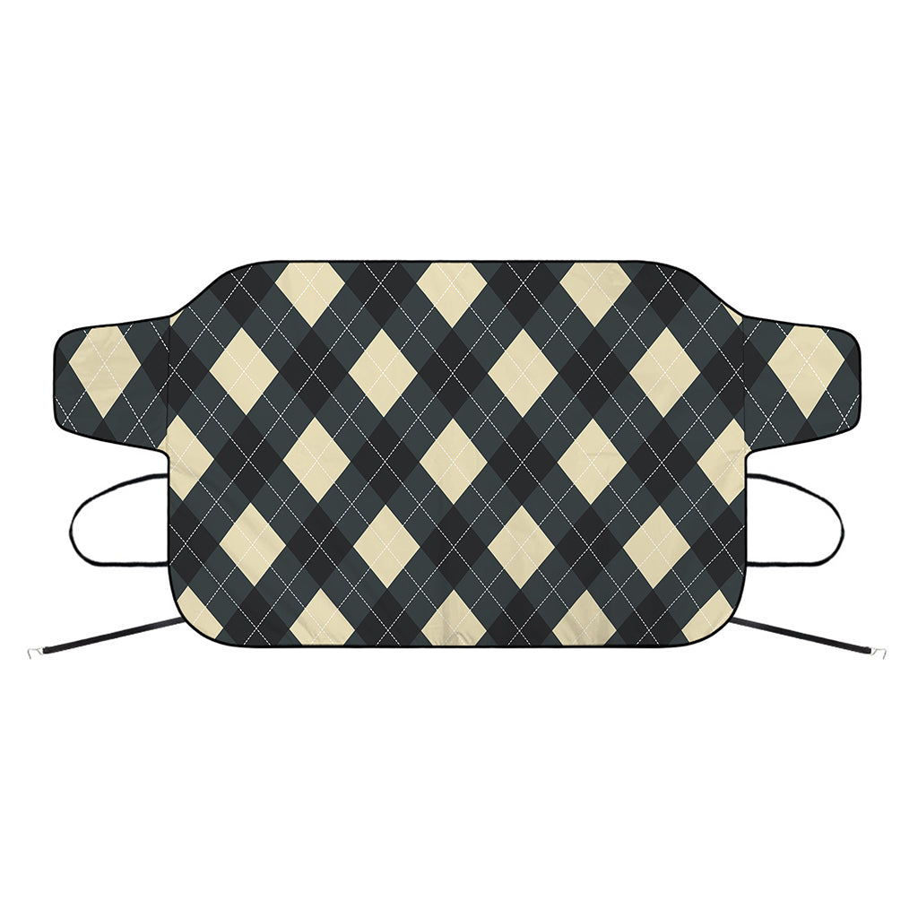 Spruce Blue And Beige Argyle Print Car Windshield Snow Cover