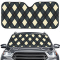 Spruce Blue And Beige Argyle Print Car Windshield Sun Shade