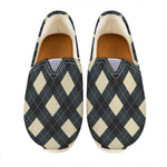 Spruce Blue And Beige Argyle Print Casual Shoes