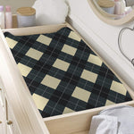 Spruce Blue And Beige Argyle Print Changing Pad Cover