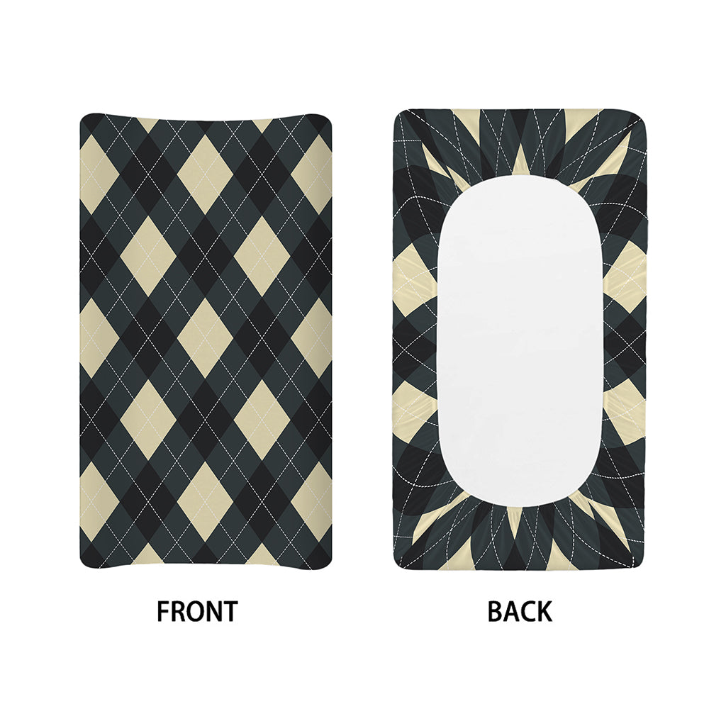 Spruce Blue And Beige Argyle Print Changing Pad Cover